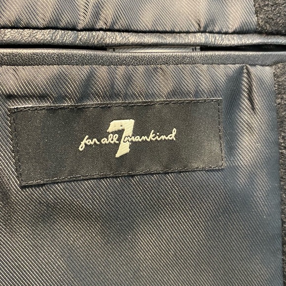 ๐ SOLD ๐ 7 For All Mankind Wool Black Jacket Blazer Lamb Leather Size XL - Picture 8 of 11